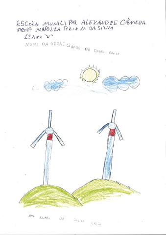 COSTA, Ana Clara da Silva; Wind Tower City; Prof. Marilda Felix N. da Silva; 1st Year; Alexandre Câmara Municipal School; Parazinho - RN; Graphite and colored pencils; 2015.