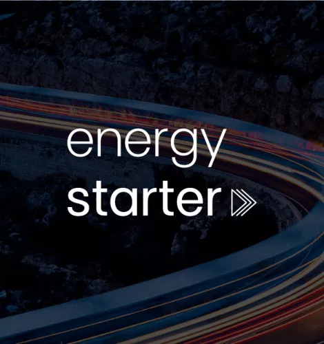 Fundo de imagem remete à inovação com o texto Energy Starter