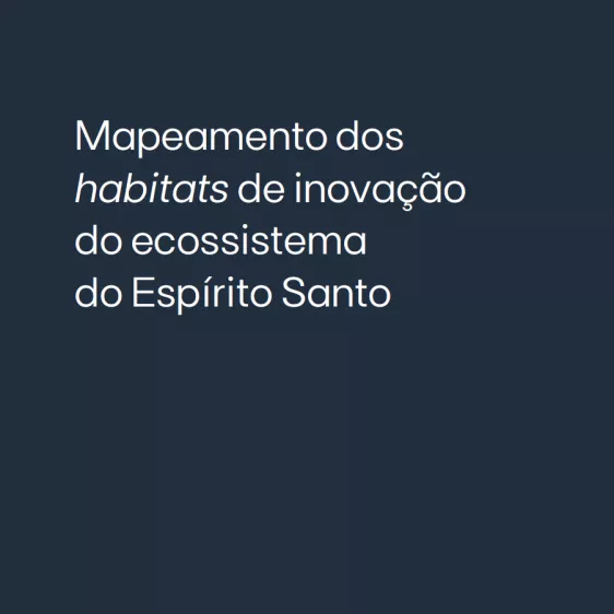 Imagem em azul escrito Mapeamentodos habitats de inovação do ecossistema do Espírito Santo