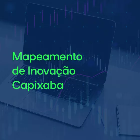 Sobre o azul, há a frase Mapeamento de Inovação Capixaba